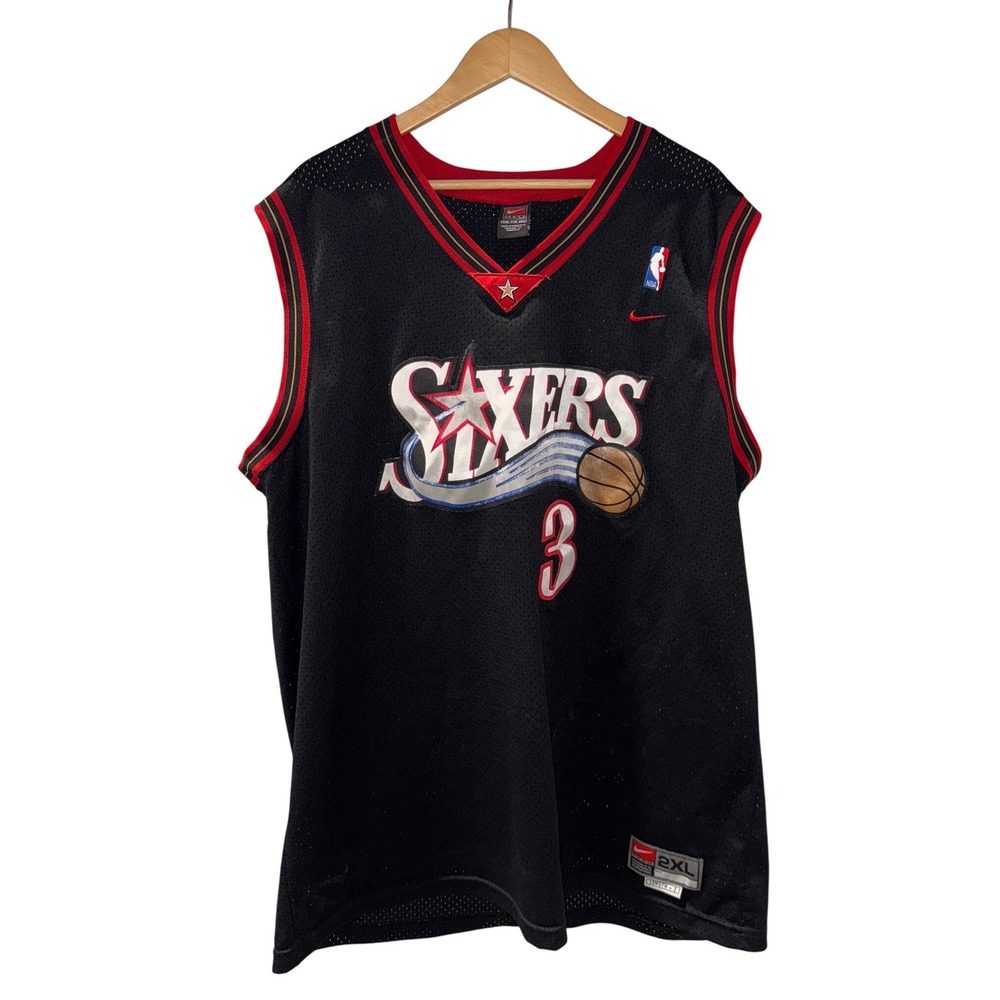 Nike Philadelphia 76ers Allen Iverson 3 Jersey Mens 2XL Black NBA Basketball